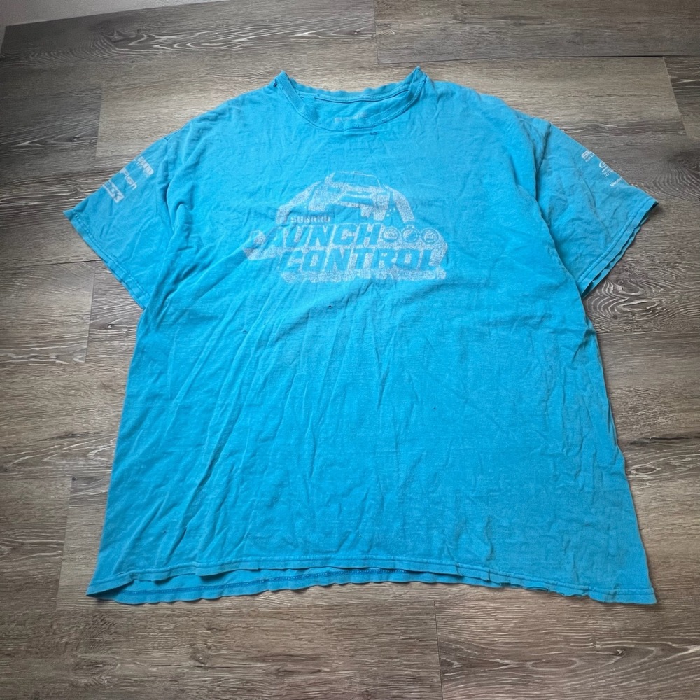 Subaru Launch Control T Shirt Mens XL Blue Graphic‎ Rally Racing Distressed